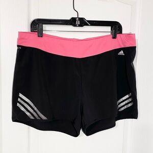 Adidas 3.5” Running Athletic Shorts with Reflective Stripes Black Pink XL
